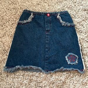 Vintage Amy Byer California Frayed Denim Skirt, Size 6